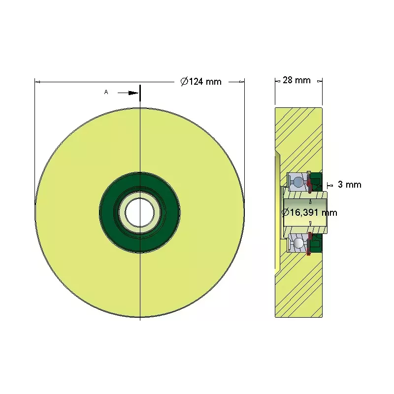 Rolle Nr. 212 – Stützrolle aus Kunststoff Ø124 mm für Maschinen von Grimme | OEM Grimme 623.00012 | Hersteller KiJ