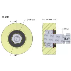 Rolle Nr. 235 – Rolle aus Kunststoff Ø100 mm für Maschinen von Wuhlmaus | OEM Wuhlmaus 000.03.030.00 | Hersteller KiJ