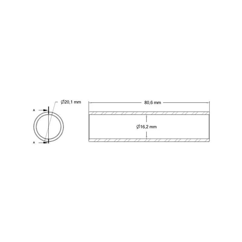 Reduzierhülse 20×16×80 – Ersatzteil für Maschinen von ROPA | OEM ROPA 110091104 | Hersteller KiJ