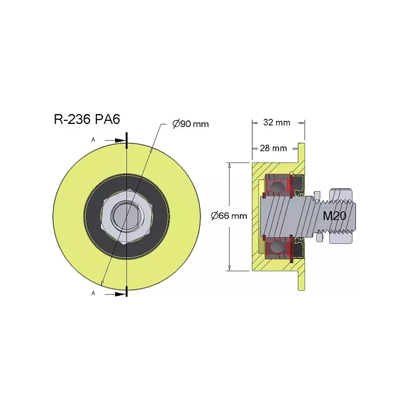 Rolle Nr. 236 – Rolle aus Kunststoff Ø66 mm für Maschinen von Wuhlmaus | Hersteller KiJ