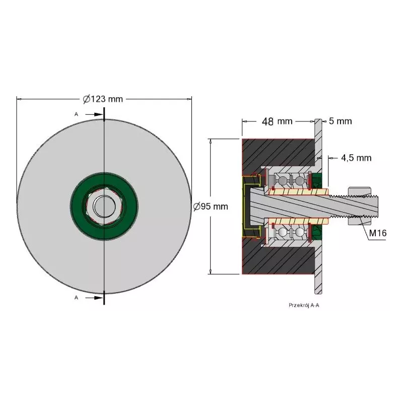 Rolle Nr. 20 – Stützrolle aus Stahl-Gummi Ø95 mm für Maschinen von Grimme | OEM Grimme 200.27585, 200.27584, 200.00804 | Hersteller KiJ