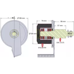 Rolle Nr. 279a – Umlenkrolle aus Stahl-Gummi Ø100 mm für Maschinen von Grimme | OEM Grimme 200.72137, 076.00759, 100.72135 | Hersteller KiJ