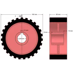 Rolle Nr. 2 – Antriebsrolle aus Gusseisen-Gummi Ø192 mm für Maschinen von Grimme | OEM Grimme 076.00637 | Hersteller KiJ
