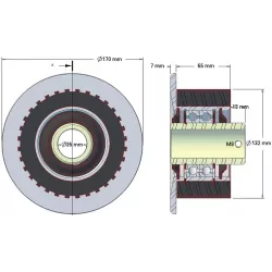 Rolle Nr. 136 – Umlenkrolle aus Stahl-Gummi Ø132 mm für Maschinen von Grimme | OEM Grimme 200.33879 | Hersteller KiJ