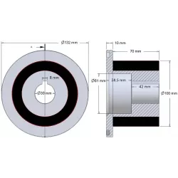 Rolle Nr. 9 – Umlenkrolle aus Stahl-Gummi Ø100 mm für Maschinen von Grimme | OEM Grimme 076.00912, 001.00197 | Hersteller KiJ