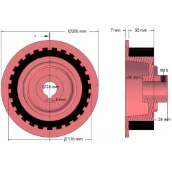 Rolle Nr. 19a – Antriebsrolle aus Gusseisen-Gummi Ø170 mm für Maschinen von Grimme | OEM Grimme 076.00822 | Hersteller KiJ