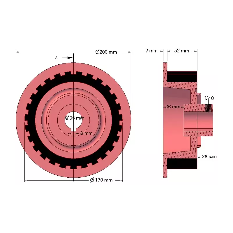 Rolle Nr. 19a – Antriebsrolle aus Gusseisen-Gummi Ø170 mm für Maschinen von Grimme | OEM Grimme 076.00822 | Hersteller KiJ