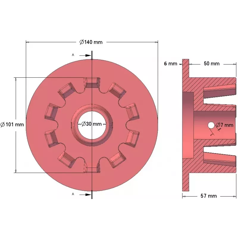 Rolle Nr. 64 – Antriebsrolle aus Gusseisen Ø101 mm für Maschinen von Grimme | OEM Grimme 006.00068, 006.00069, 006.00550 | Hersteller KiJ