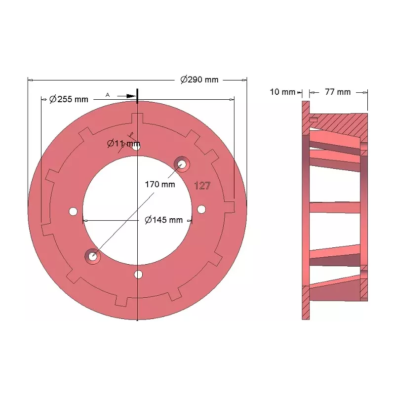Rolle Nr. 127 – Antriebsrolle aus Gusseisen Ø250 mm, Teilung 40 mm, für Maschinen von Grimme | OEM Grimme 006.00059, 006.00347, 006.00722 | Hersteller KiJ