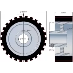 Rolle Nr. 44 – Antriebsrolle aus Gusseisen-Gummi Ø165 mm für Maschinen von Grimme | OEM Grimme 076.00823 | Hersteller KiJ