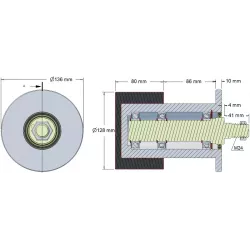 Rolle Nr. 101 – Umlenkrolle aus Stahl-Gummi Ø128 mm für Maschinen von Grimme | OEM Grimme 200.09305 | Hersteller KiJ