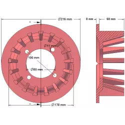 Rolle Nr. 104 – Antriebsrolle aus Gusseisen Ø178 mm, Teilung 35 mm, für Maschinen von Grimme | OEM Grimme 006.00030 | Hersteller KiJ