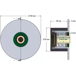 Rolle Nr. 209 – Umlenkrolle aus Stahl-Gummi Ø75 mm für Maschinen von Grimme | OEM Grimme 200.27673, 088.00297, 200.53264 | Hersteller KiJ