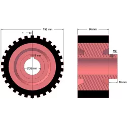 Rolle Nr. 220 – Antriebsrolle aus Gusseisen-Gummi Ø132 mm für Maschinen von Grimme | OEM Grimme 076.00655 | Hersteller KiJ