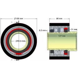Rolle Nr. 207 – Umlenkrolle aus Stahl-Gummi Ø154 mm für Maschinen von Grimme Maxtron | OEM Grimme 200.85956 | Hersteller KiJ