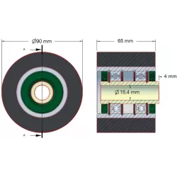 Rolle Nr. 30 – Rolle aus Stahl-Gummi Ø90 mm für Maschinen von ROPA | OEM ROPA 252020, 1131021828, 1131029638 | Hersteller KiJ