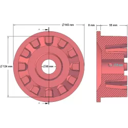 Rolle Nr. 16 – Antriebsrolle aus Gusseisen Ø124 mm für Maschinen von Grimme | OEM Grimme 001.00067, 001.00524, 006.00236 | Hersteller KiJ