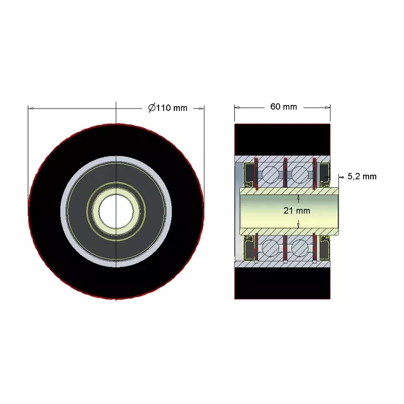 Rolle Nr. 185 – Rolle aus Stahl-Gummi Ø110 mm für Maschinen von Holmer | OEM Holmer 1130010045 | Hersteller KiJ