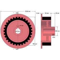 Rolle Nr. 45 – Antriebsrolle aus Gusseisen-Gummi für Maschinen von Grimme | OEM Grimme 076.01618, 076.05115 | Hersteller KiJ