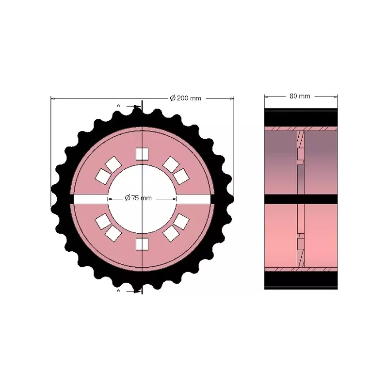 Rolle Nr. 224 – Antriebsrolle aus Stahl-Gummi Ø200 mm für Maschinen von Grimme | OEM Grimme 076.03535 | Hersteller KiJ