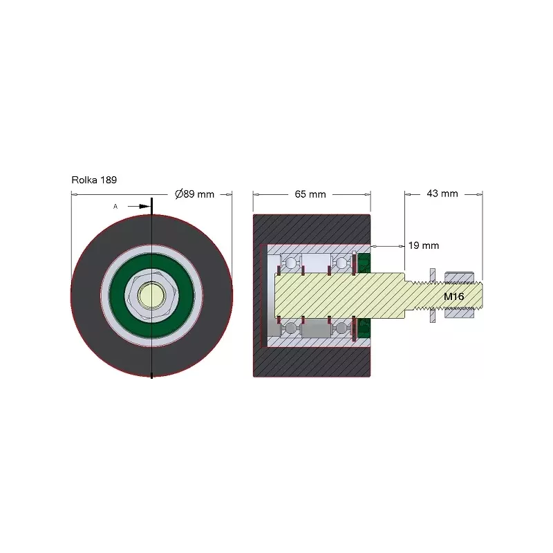 Rolle Nr. 189 – Stützrolle aus Stahl-Gummi Ø90 mm für Maschinen von Holmer | OEM Holmer 1131002796 | Hersteller KiJ