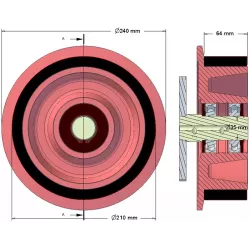 Rolle Nr. 192 – Stützrolle aus Stahl-Gummi Ø210 mm für Maschinen von Holmer | OEM Holmer 1130010077 | Hersteller KiJ