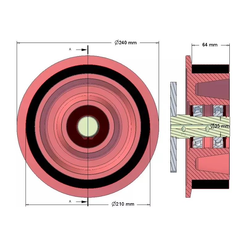 Rolle Nr. 192 – Stützrolle aus Stahl-Gummi Ø210 mm für Maschinen von Holmer | OEM Holmer 1130010077 | Hersteller KiJ