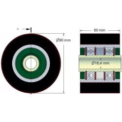 Rolle Nr. 197 – Tragrolle aus Stahl-Gummi Ø90 mm | Hersteller KiJ