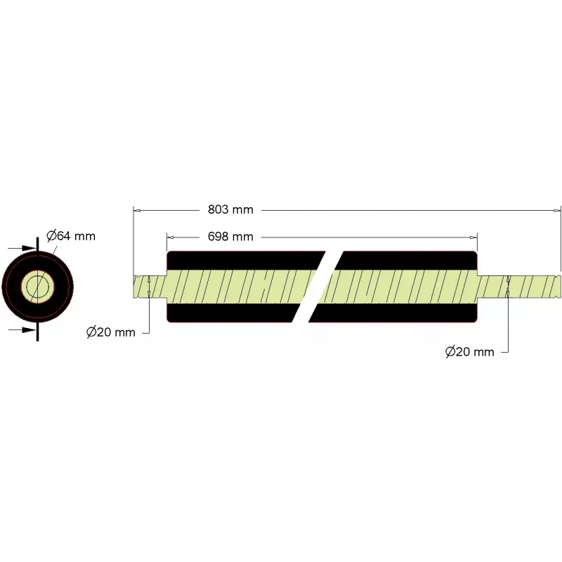 Rolle Nr. 255 – Abstreiferwelle aus Stahl-Gummi Ø64 mm für Maschinen von Grimme | OEM Grimme 076.01516 | Hersteller KiJ