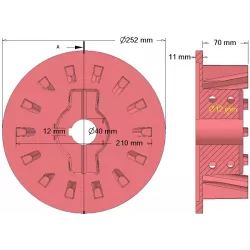 Rolle Nr. 39 – Antriebsrolle aus Gusseisen Ø210 mm, Teilung 50 mm, für Maschinen von Holmer | OEM Holmer 1057000829 | Hersteller KiJ
