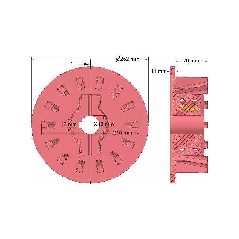 Rolle Nr. 39 – Antriebsrolle aus Gusseisen Ø210 mm, Teilung 50 mm, für Maschinen von Holmer | OEM Holmer 1057000829 | Hersteller KiJ