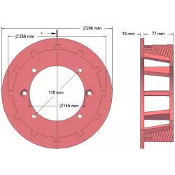 Rolle Nr. 102 – Antriebsrolle aus Gusseisen Ø256 mm, Teilung 35 mm, für Maschinen von Grimme | OEM Grimme 006.00058, 006.00638 | Hersteller KiJ