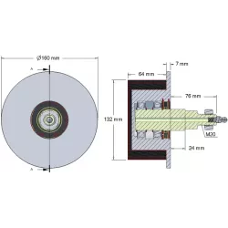 Rolle Nr. 6a – Umlenkrolle aus Stahl-Gummi Ø132 mm für Maschinen von Grimme | OEM Grimme 200.17570, 200.08260, 200.17665 | Hersteller KiJ