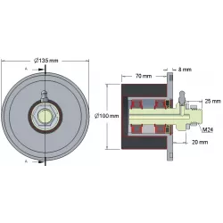 Rolle Nr. 8 – Umlenkrolle aus Stahl-Gummi Ø100 mm für Maschinen von Grimme | OEM Grimme 200.16029, 088.00325, 088.00324 | Hersteller KiJ