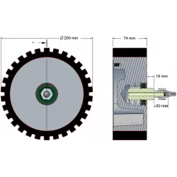 Rolle Nr. 17 – Rolle aus Gusseisen-Gummi Ø198 mm | Hersteller KiJ