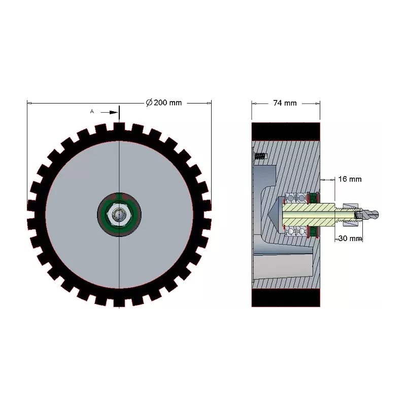 Rolle Nr. 17 – Rolle aus Gusseisen-Gummi Ø198 mm | Hersteller KiJ