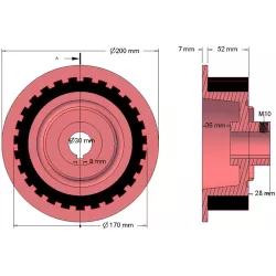 Rolle Nr. 19 – Antriebsrolle aus Gusseisen-Gummi Ø170 mm für Maschinen von Grimme | OEM Grimme 076.00768 | Hersteller KiJ