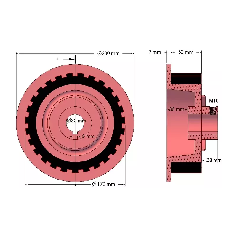 Rolle Nr. 19 – Antriebsrolle aus Gusseisen-Gummi Ø170 mm für Maschinen von Grimme | OEM Grimme 076.00768 | Hersteller KiJ