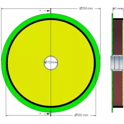 Rolle Nr. 191 – Führungsrolle aus Stahl-Gummi Ø500 mm für Maschinen von Holmer | OEM Holmer 1130015443 | Hersteller KiJ