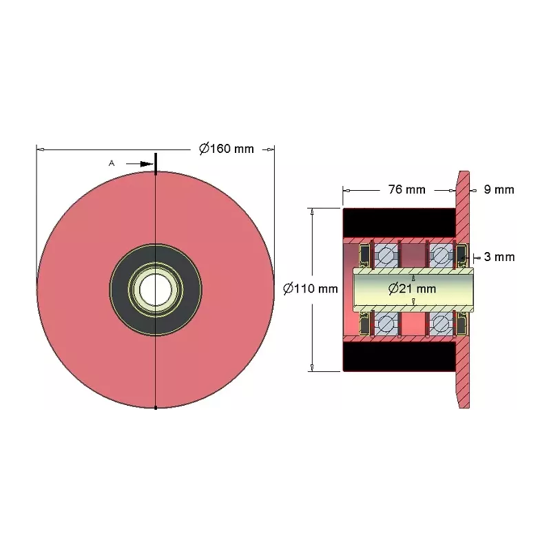 Rolle Nr. 23 – Stützrolle aus Stahl-Gummi Ø110 mm für Maschinen von ROPA | OEM ROPA 252066 | Hersteller KiJ