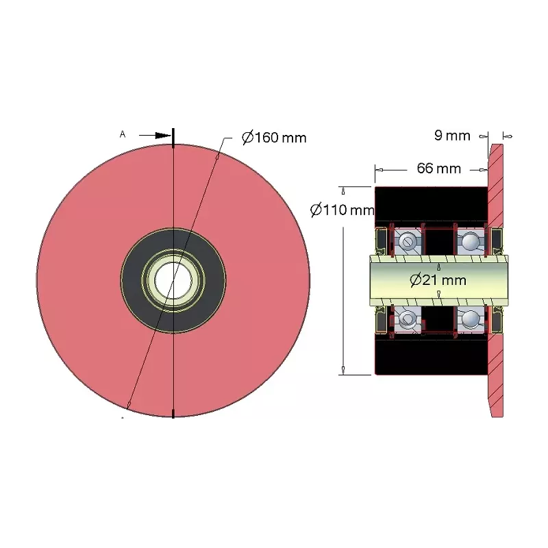 Rolle Nr. 24 – Stützrolle aus Stahl-Gummi Ø110 mm für Maschinen von ROPA | OEM ROPA 252061, 252006100 | Hersteller KiJ