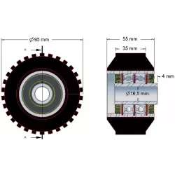 Rolle Nr. 26 – Stützrolle aus Stahl-Gummi Ø95 mm für Maschinen von ROPA | OEM ROPA 252079 | Hersteller KiJ