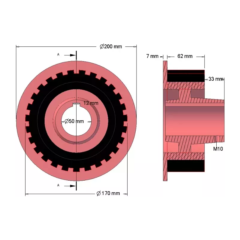 Rolle Nr. 29 – Rolle aus Gusseisen-Gummi Ø170 mm | Hersteller KiJ