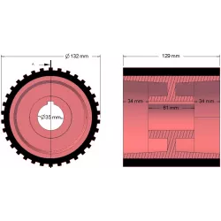 Rolle Nr. 49 – Antriebsrolle aus Gusseisen-Gummi Ø137 mm für Maschinen von Grimme | OEM Grimme 076.01049, 200.29667 | Hersteller KiJ