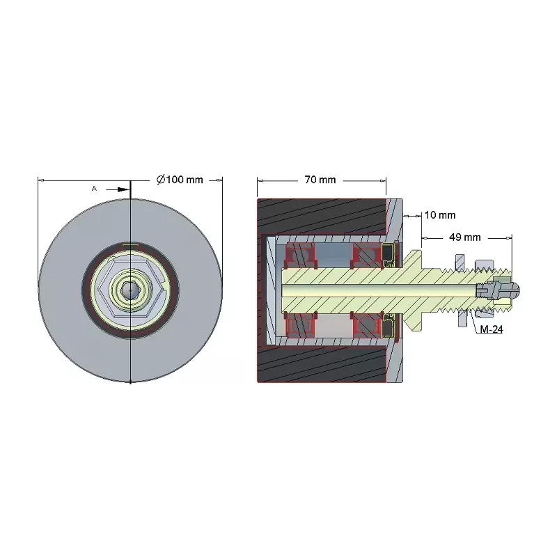 Rolle Nr. 62 – Umlenkrolle aus Stahl-Gummi Ø100 mm für Maschinen von Grimme | OEM Grimme 200.11379, 200.46387 | Hersteller KiJ