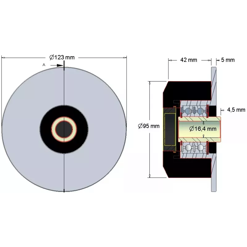 Rolle Nr. 71 – Rolle aus Stahl-Gummi Ø95 mm | Hersteller KiJ