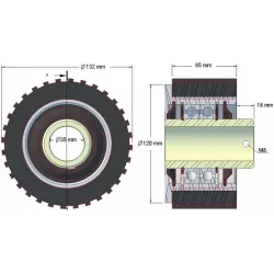 Rolle Nr. 135 – Rolle aus Stahl-Gummi Ø120 mm | Hersteller KiJ