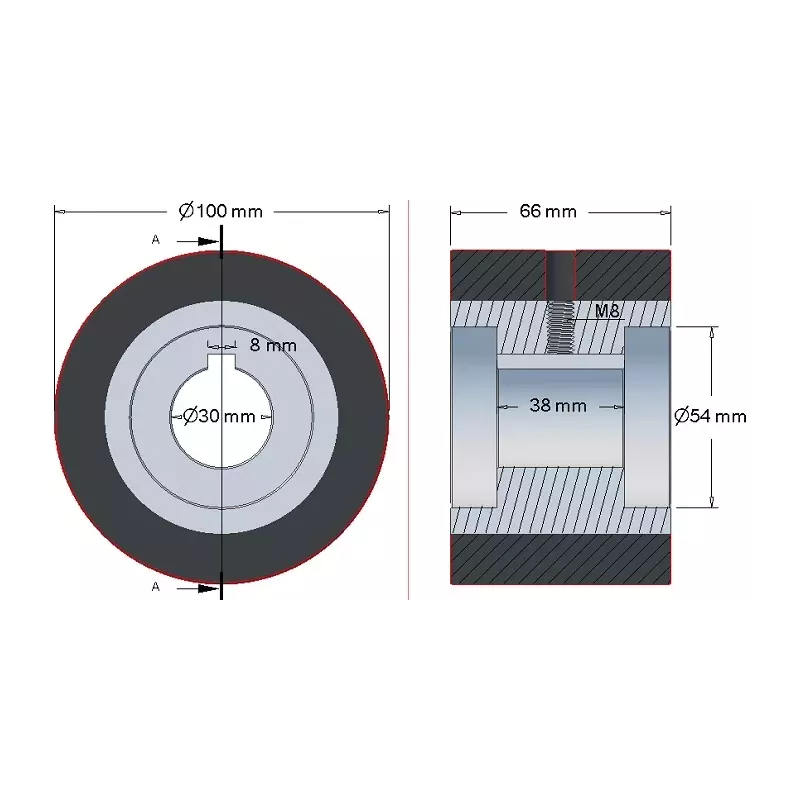 Rolle Nr. 137 – Umlenkrolle aus Stahl-Gummi Ø100 mm für Maschinen von Grimme | OEM Grimme 076.00889 | Hersteller KiJ