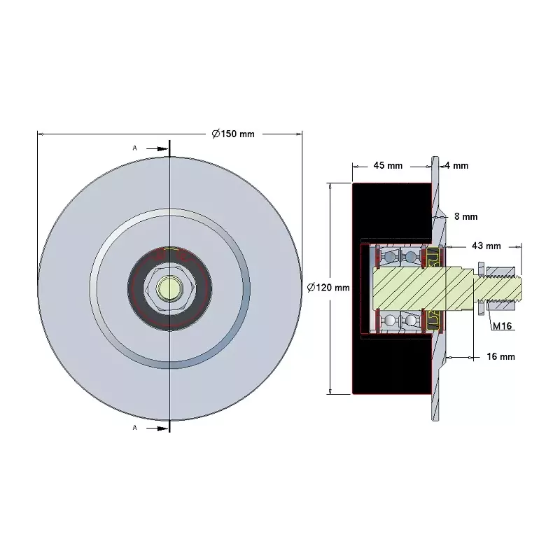 Rolle Nr. 143 – Rolle aus Stahl-Gummi Ø120 mm | Hersteller KiJ