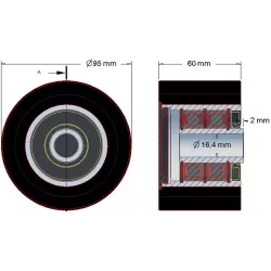 Rolle Nr. 188 – Rolle aus Stahl-Gummi Ø95 mm für Maschinen von ROPA | OEM ROPA 252096 | Hersteller KiJ